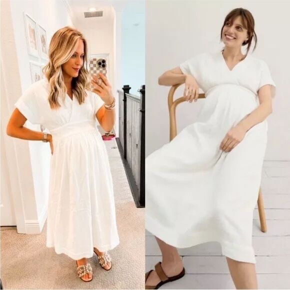 NWT Hatch The Carolina Maternity Dress in White Gauze Cotton - Picture 7 of 16